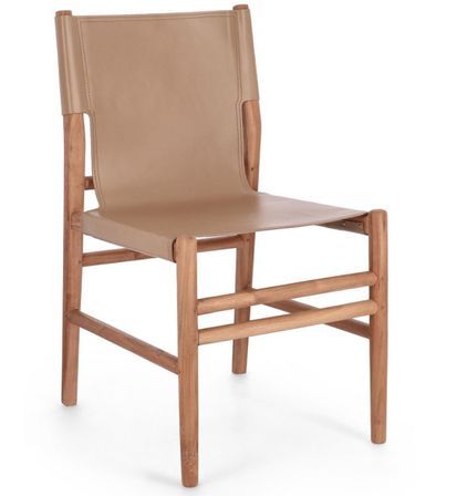 Lot de 2 chaises en bois de Teck et cuir Karole – Modernité et durabilité
