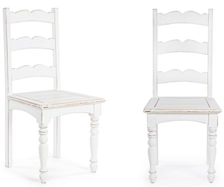 Lot de 2 chaises en bois massif blanc patiné KOLITA
