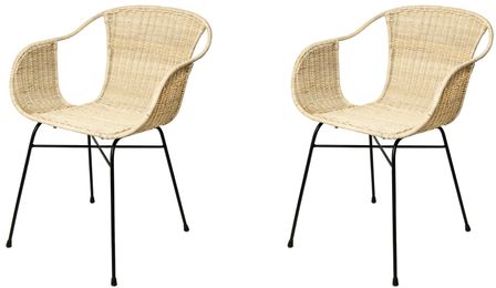 Lot de 2 chaises en rotin et métal noir POPYA