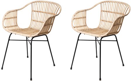 Lot de 2 chaises en rotin synthétique et métal noir LIONA