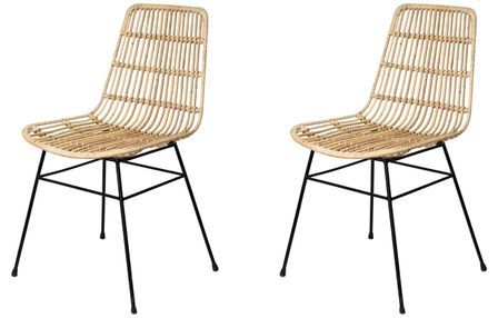 Lot de 2 chaises en rotin synthétique et métal noir VONY