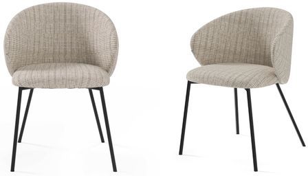 Lot de 2 chaises en tissu avec pieds en métal noir NURIA - Confort et modernité