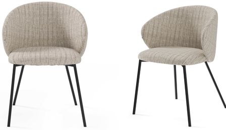 Lot de 2 chaises en tissu avec pieds en métal noir NURIA - Confort et modernité