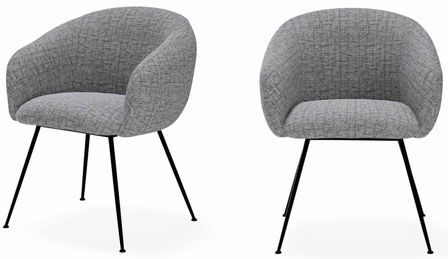 Lot de 2 chaises en tissu avec pieds métal noir YUGA – Confort exceptionnel