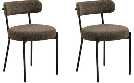 Lot de 2 chaises en tissu bouclette et métal BADALONA