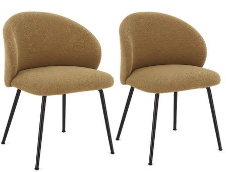 Lot de 2 chaises en tissu effet chenille et pieds métal noir KYZEN