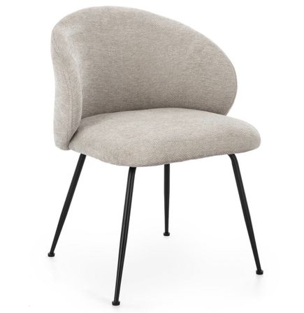 Lot de 2 chaises en tissu effet chenille et pieds métal noir KYZEN