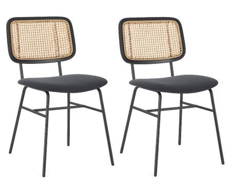 Lot de 2 chaises Gleny - Structure acier noir et assise velours