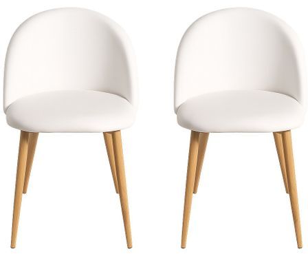 Lot de 2 chaises Kazon - Simili cuir élégant et pieds métal effet bois clair