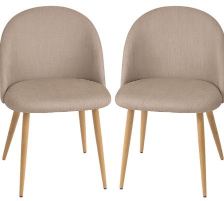 Lot de 2 chaises Kazon - Tissu élégant et pieds métal effet bois clair