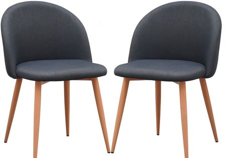 Lot de 2 chaises Kazon - Tissu élégant et pieds métal effet bois clair