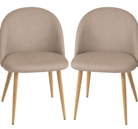 Lot de 2 chaises Kazon - Tissu élégant et pieds métal effet bois clair