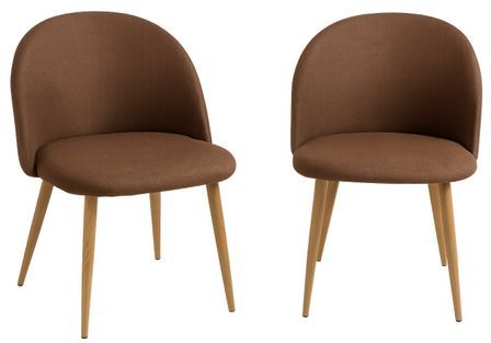 Lot de 2 chaises Kazon - Tissu élégant et pieds métal effet bois clair