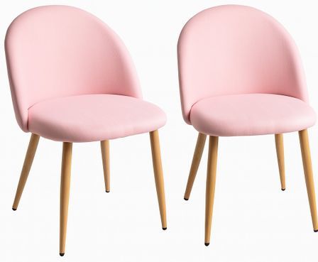 Lot de 2 chaises Kazon - Tissu élégant et pieds métal effet bois clair
