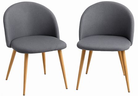 Lot de 2 chaises Kazon - Tissu élégant et pieds métal effet bois clair