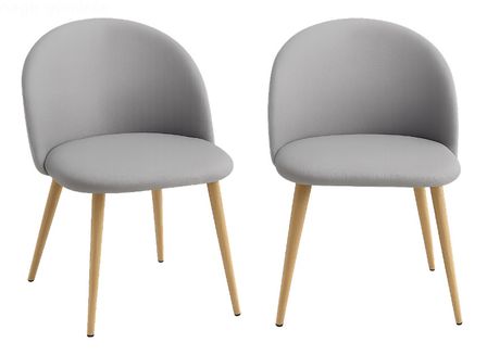 Lot de 2 chaises Kazon - Tissu élégant et pieds métal effet bois clair
