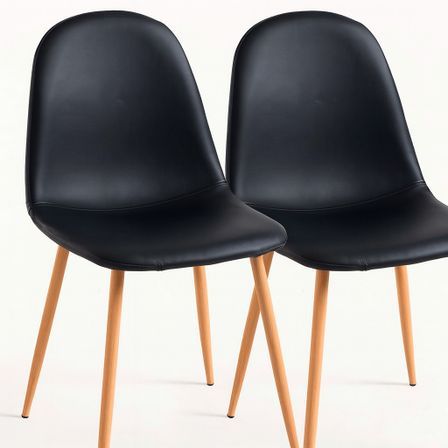 Lot de 2 chaises KELA – Simili cuir vintage & pieds en acier effet bois naturel