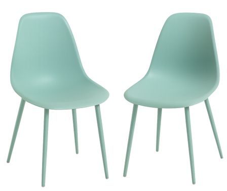 Lot de 2 chaises KERRY - Polypropylène & pieds en bois peint