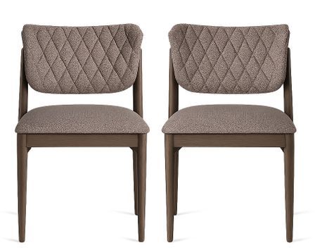 Lot de 2 chaises LAVORE – Tissu marron & bois de frêne marron