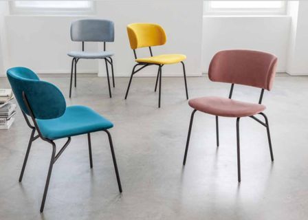 Lot de 2 chaises LEONA en velours anti-tache et métal noir