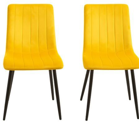Lot de 2 chaises LONDA – Velours & pieds acier Noir