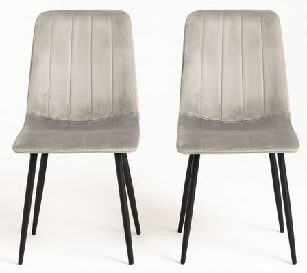 Lot de 2 chaises LONDA – Velours & pieds acier Noir