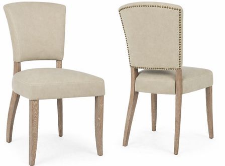 Lot de 2 chaises MARATRIZ - Tissu coton & dossier clous en métal