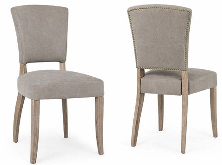 Lot de 2 chaises MARATRIZ - Tissu coton & dossier clous en métal