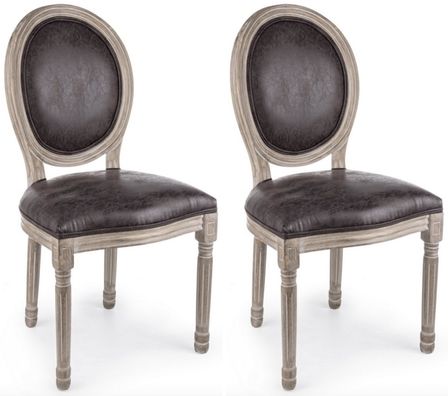 Lot de 2 chaises médaillon MATHILDE - style Louis XVI