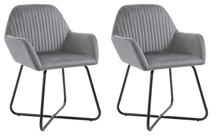 Lot de 2 chaises Mikee - Velours luxe avec pieds métal Noir