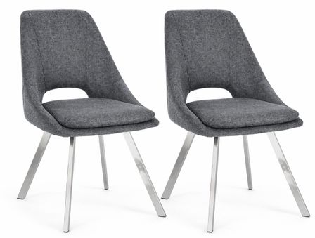 Lot de 2 chaises modernes KASHAR – Assise tissu & pieds acier chromé