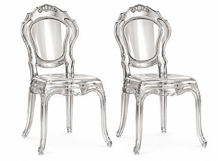 Lot de 2 chaises MODINA style Louis XV transparentes – Design italien