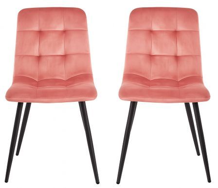 Lot de 2 chaises PIKA – Velours capitonné & pieds acier noir