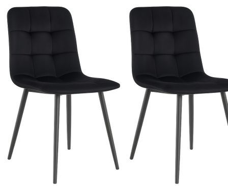 Lot de 2 chaises PIKA – Velours capitonné & pieds acier noir