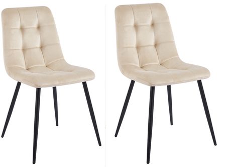 Lot de 2 chaises PIKA – Velours capitonné & pieds acier noir