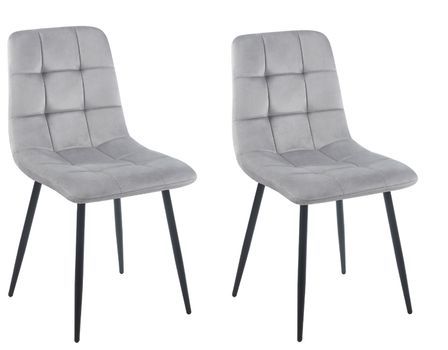 Lot de 2 chaises PIKA – Velours capitonné & pieds acier noir
