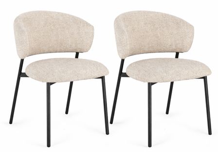 Lot de 2 chaises PRISCA – Tissu & pieds en acier noir ou bronze