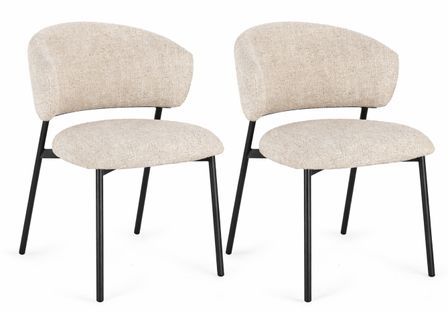 Lot de 2 chaises PRISCA – Tissu & pieds en acier noir ou bronze