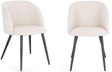 Lot de 2 chaises QUENTIN en tissu à bouclette – Confort contemporain et style texturé