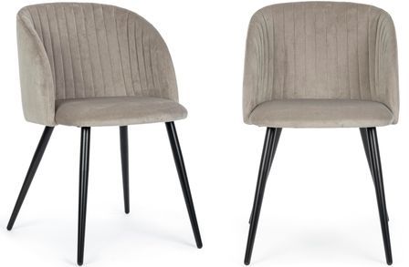 Lot de 2 chaises QUENTIN en velours rembourré - Confort moderne