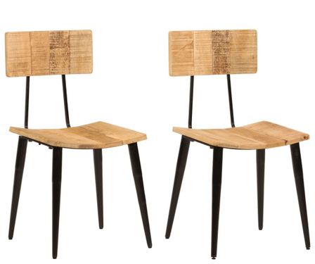 Lot de 2 chaises style industriel – Bois de manguier massif et fer
