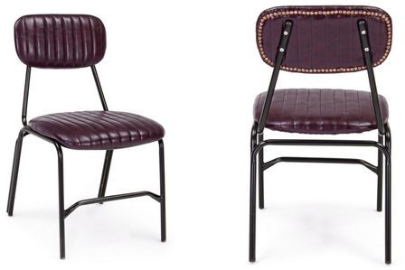 Lot de 2 chaises vintage DOKY – Simili cuir & pieds acier noir