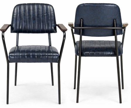 Lot de 2 chaises vintage KAZY avec accoudoirs – Esprit années 50, bois de frêne & simili cuir premium