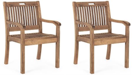 Lot de 2 fauteuils d’extérieur NOEMI – bois d’acacia huilé
