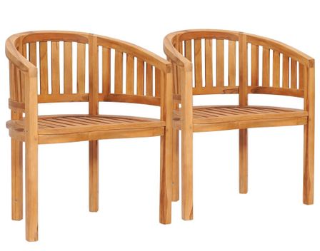 Lot de 2 fauteuils de jardin en bois de teck BINA – Design arrondi et élégant