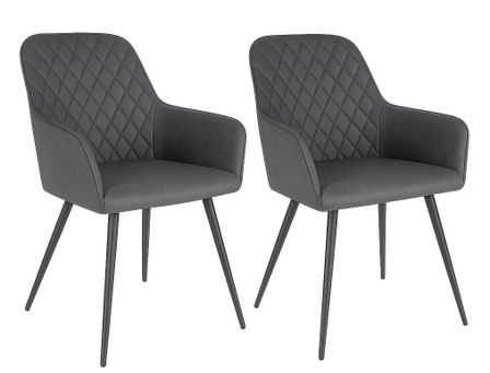 Lot de 2 fauteuils de salle à manger KARU – Simili cuir et pieds métal noir