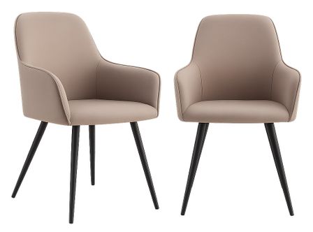 Lot de 2 fauteuils de salle à manger KARU – Tissu bouclette et pieds métal noir