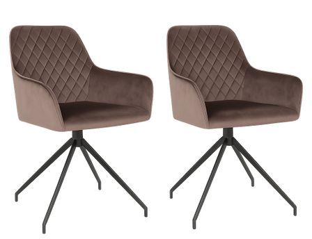 Lot de 2 fauteuils de salle à manger KARU – Velours et pieds métal noir