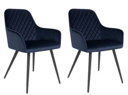 Lot de 2 fauteuils de salle à manger KARU – Velours et pieds métal noir