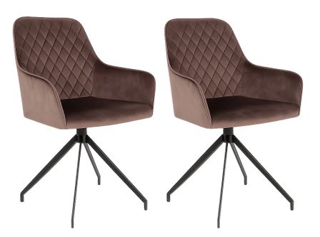 Lot de 2 fauteuils de salle à manger KARU – Velours et pieds métal noir